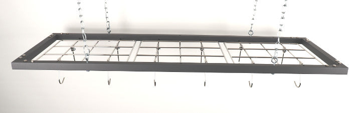 Zojila.com: Putumayo Pot Holder : Ceiling mounted kitchen pot holder rectangular shelf welded wire mesh rack with hooks Grey : Kitchen & Storage