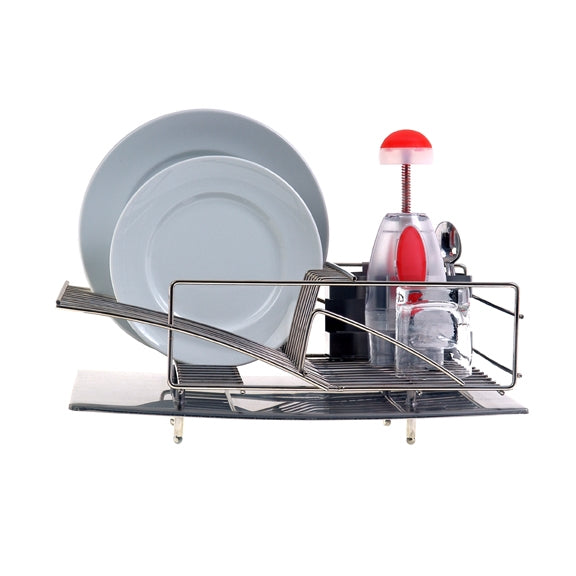 Zojila.com : Rohan Dish drainer over sink 18" drainboard 18"x13.5"x7.5" Stainless steel : in use with cutlery holder