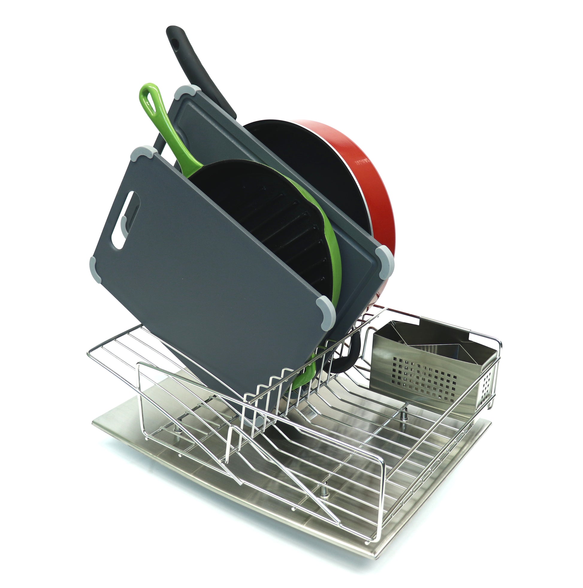 Extra Large Drying Rack with Cup Holder Dish Drainer Cutlery Tray
