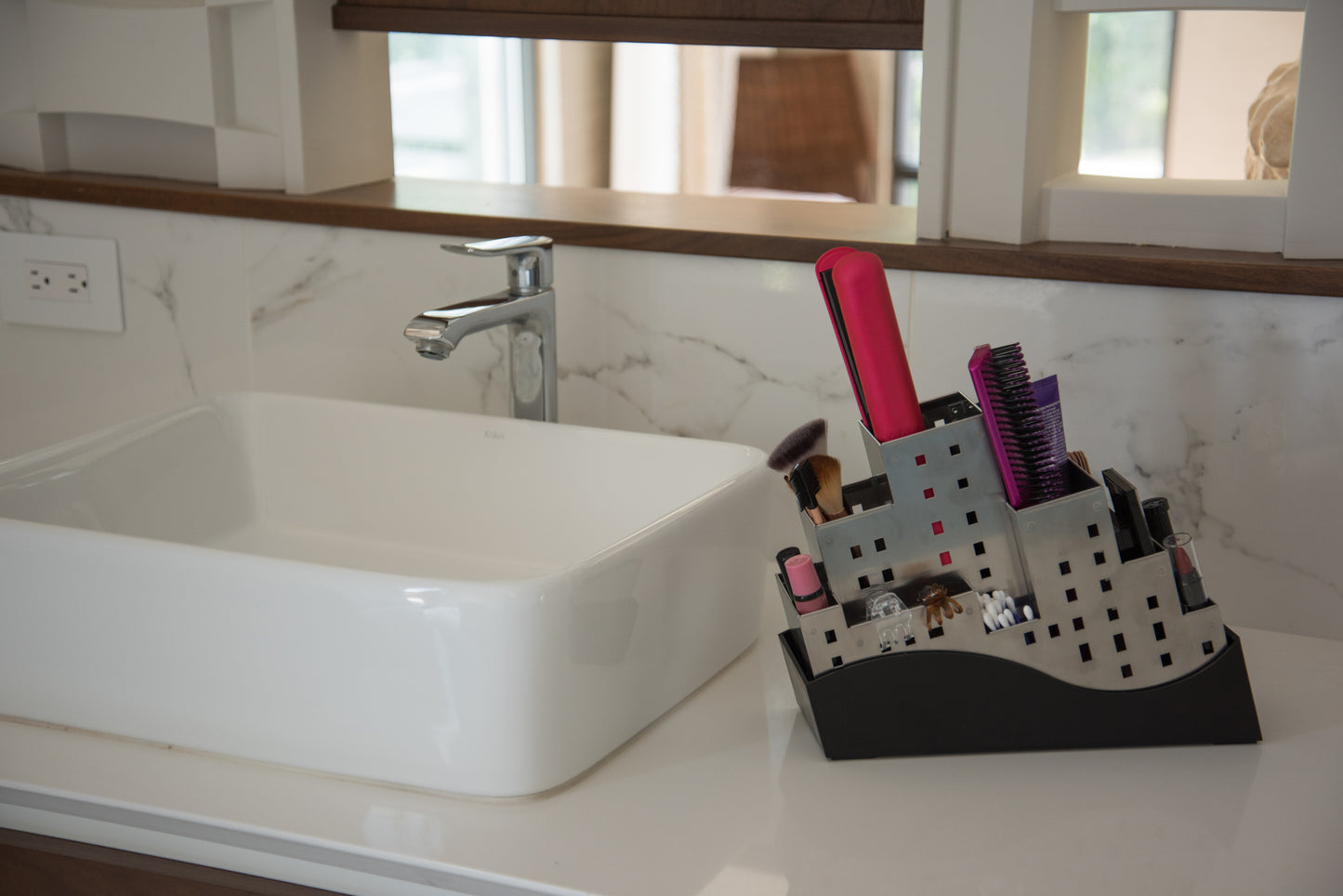 Zojila.com :Manhattan 2050 Multi purpose holder as Bath accessory holder  Makeup and beauty organizer : Home Accessories