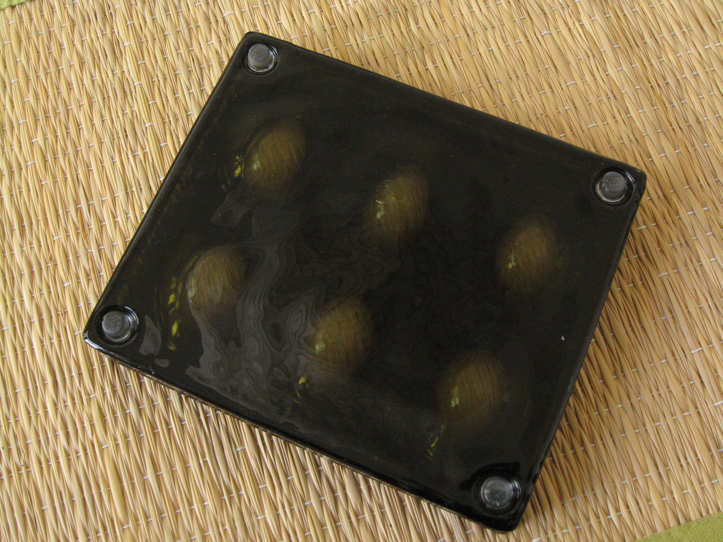 Zojila.com : Petra Egg tray : Translucent black chiseled glass deviled egg serving platter (bottom) : Kitchen Utensil