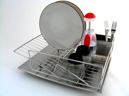 Zojila.com : Rohan Dish drainer 18" drainboard 18"x13.5"x7.5" Stainless steel : Kitchen product diagonal view