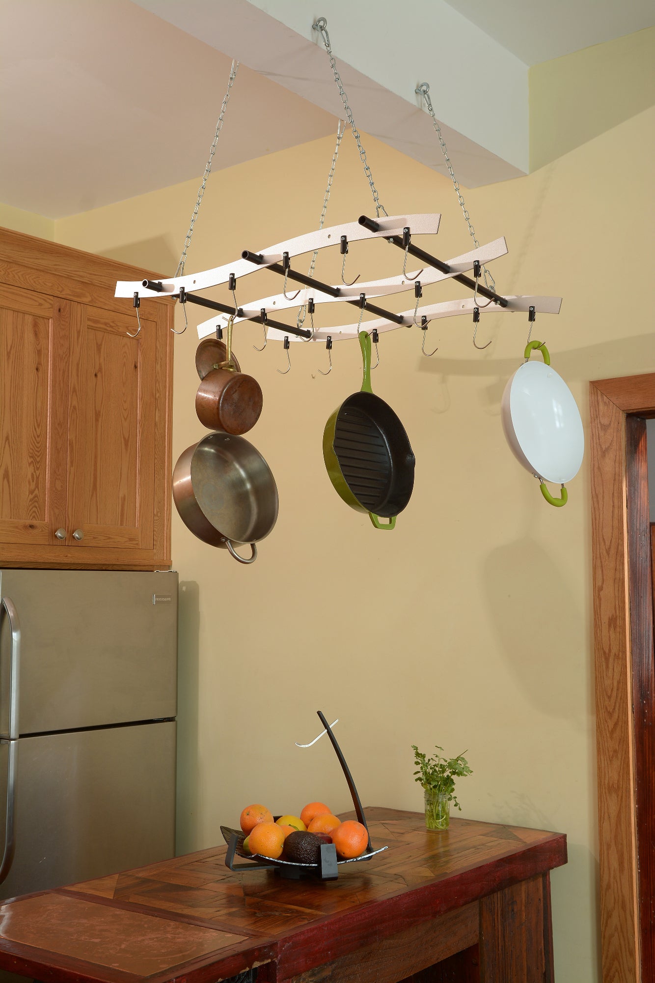 Zojila.com : Madeira Pot Hanger Rack: Triple row pot hanger with 18 hooks Kitchen & Organization : Storage & Organization