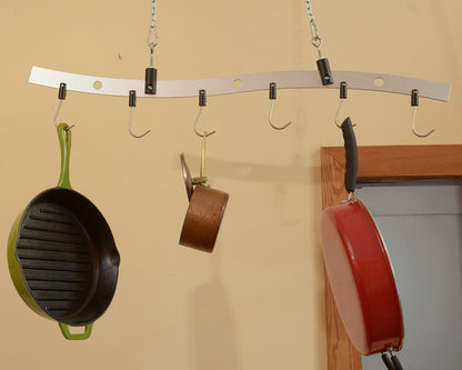Zojila.com : Beni Pot Hanger, Solid Metal Ceiling Mounted Pot Hanger 6 Steel Hooks, Aluminum, Anodized Silver Finish :Kitchenware