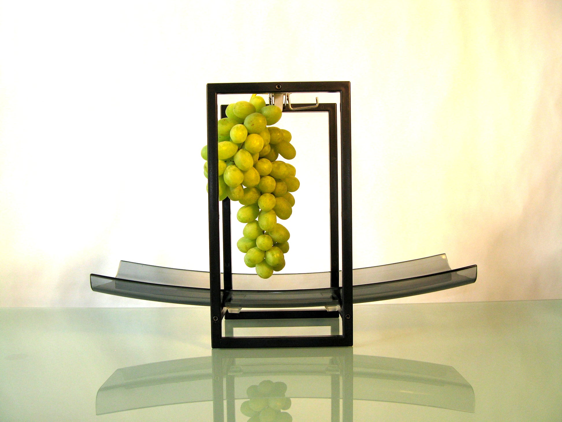 Zojila.com : Andora Fruit Holder, Glass Fruit Tray, Rectangular Frame Elegant Centerpiece, Black : Kitchen and Dining Front View