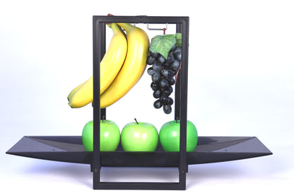 Zojila.com: Andalusia Fruit Holder, Long Acrylic Serving Platter, Rectangular Frame and Hanging Hooks, Black: Kitchen & Dining Front view