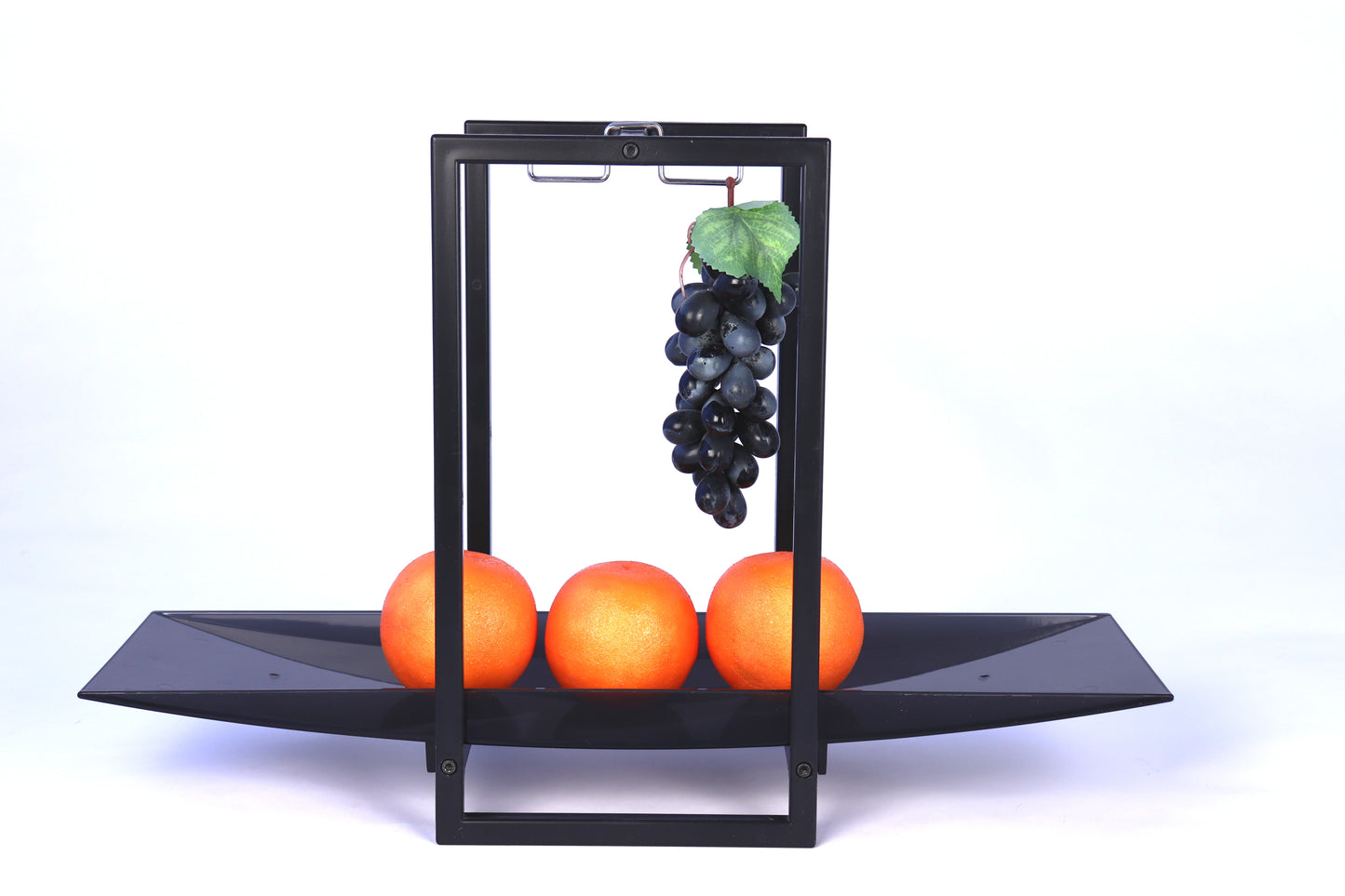 Zojila.com: Andalusia Fruit Holder, Long Acrylic Serving Platter, Rectangular Frame and Stainless Steel Hanging Hooks, Black: Kitchen & Dining