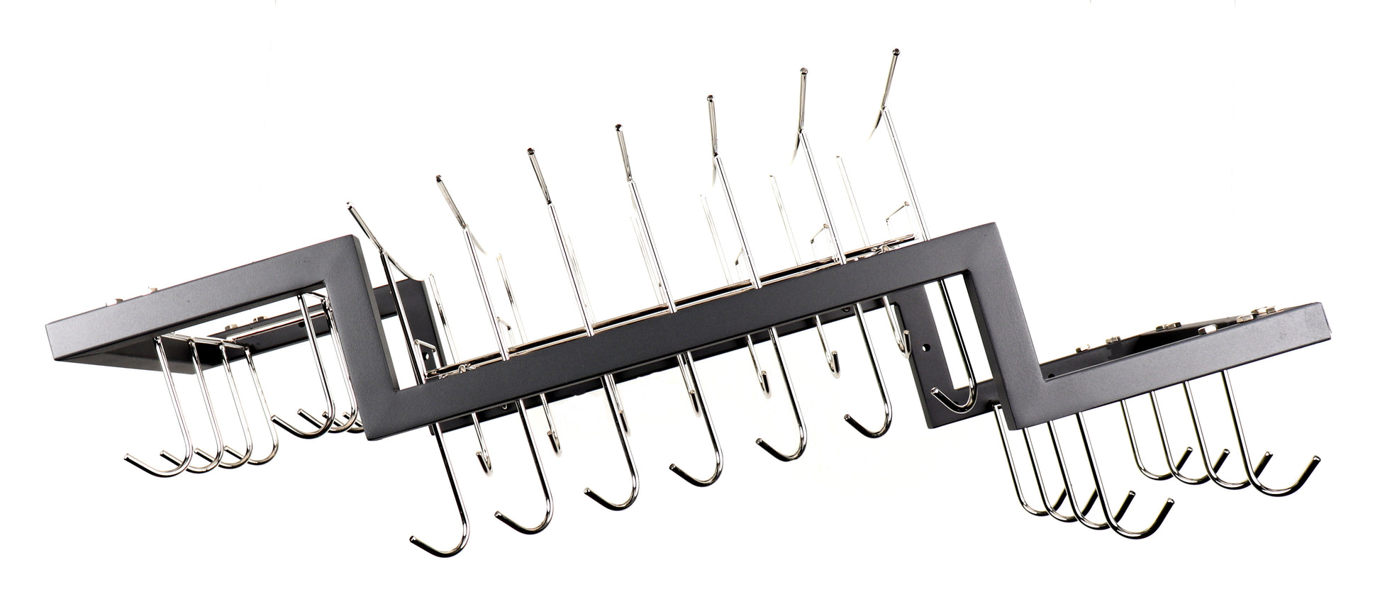 Zojila.com : Ladakh Pot & Lid Holder Rack: Heavy duty Wall mounted pot rack Multilevel 30 Hooks - Black: Kitchen & Dining