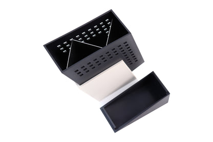 Zojila.com : Icaria Toothbrush Holder : Polystyrene Black & Ivory Toothbrush holder with Stainless Steel Divider: Home & Bath