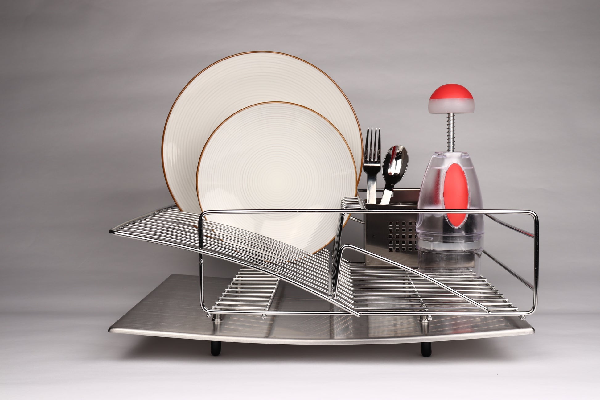 Large Dish Rack Set, 2 Tier Stainless Steel With Extended Lip on the  Drainboard