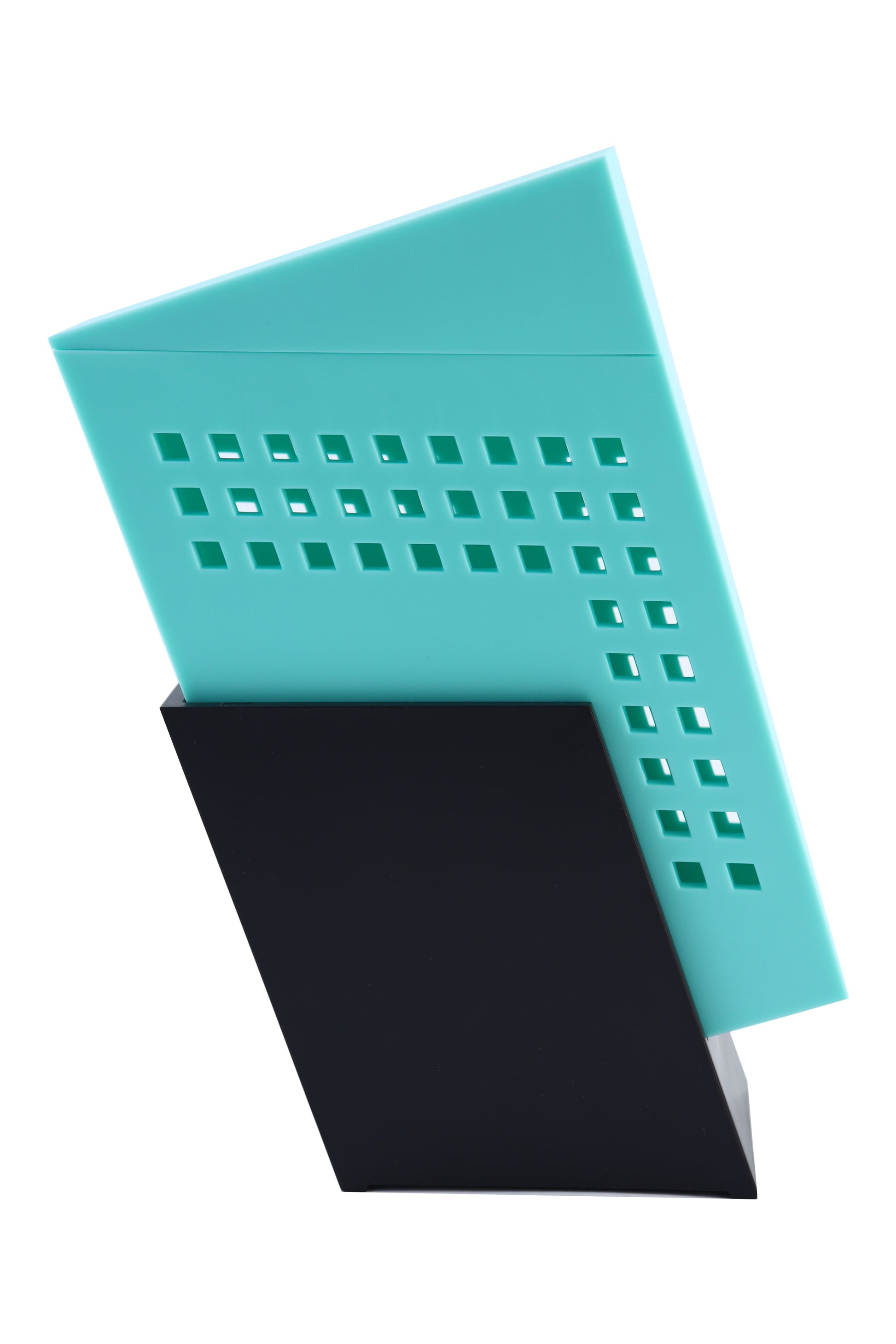 Zojila.com : Icaria Toothbrush Holder : Polystyrene Turquoise & Black Toothbrush holder with Closed Lid: Home & Bath Side view