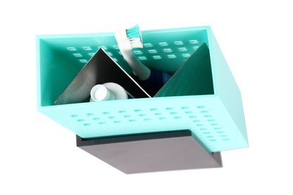 Zojila.com : Icaria Toothbrush Holder : Modern Designer Turquoise & Ivory Toothbrush holder with Open Lid Top: Home & Bath