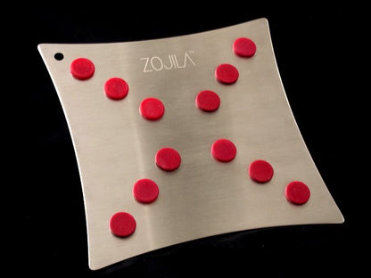 Zojila.com: Vega Trivet : Stylish Brushed stainless steel Trivet with high temperature-resistant silicone pads, Red: Dining & Kitchen