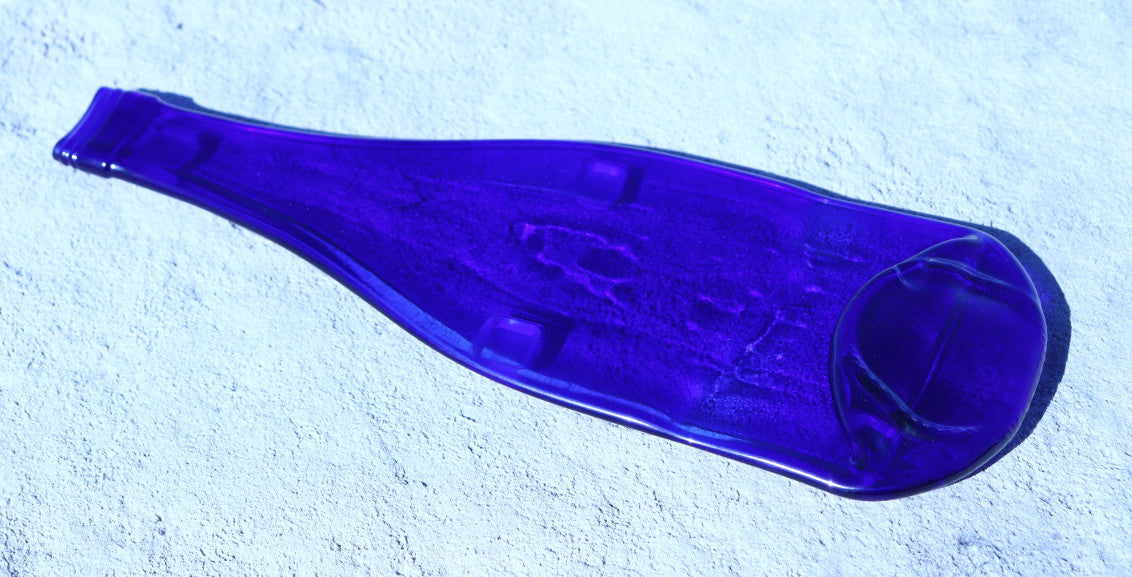 Zojila.com: Pompeii Cheese Platter : Repurposed Glass Cheese Platter, Recycled Glass spoon dish - Cobalt Blue : Kitchen & Dining